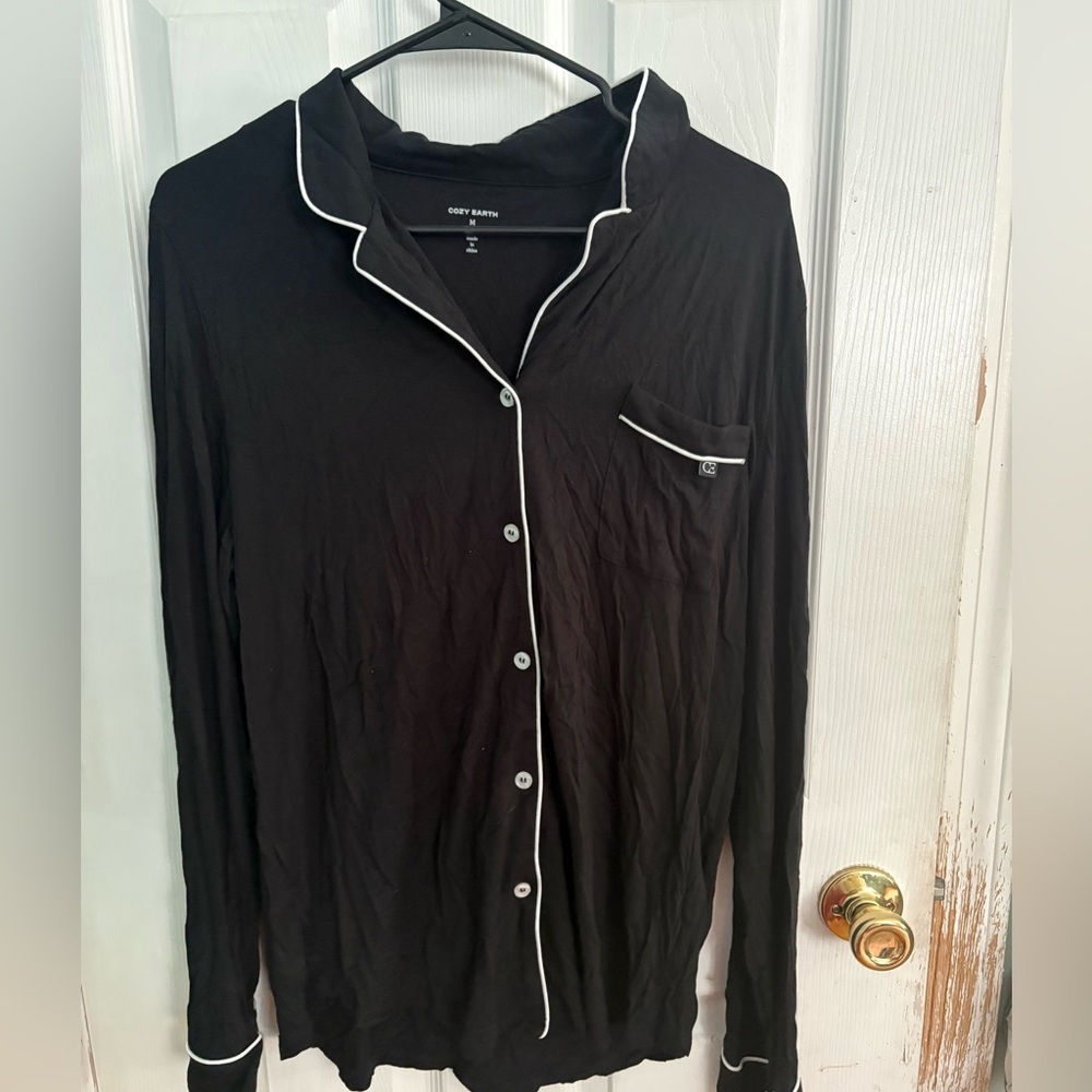 Cozy Earth Bamboo Black Pajama Top Medium - Picture 2 of 5